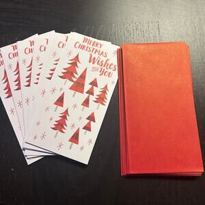 New Hallmark Set of 12 White Red Christmas Tree Holiday Gift Card Greeting Cards